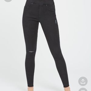 Spanx- black distressed leggings. Sz Lg. EUC. Smoke & pet free.